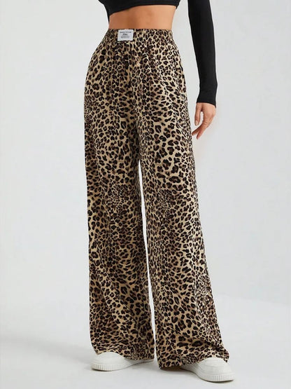 Leopard Print Wide-Leg Sweatpants