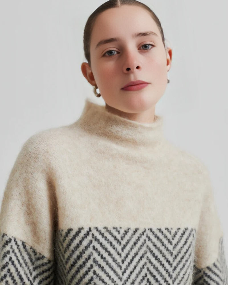 Herringbone Elegance Knitted Jumper