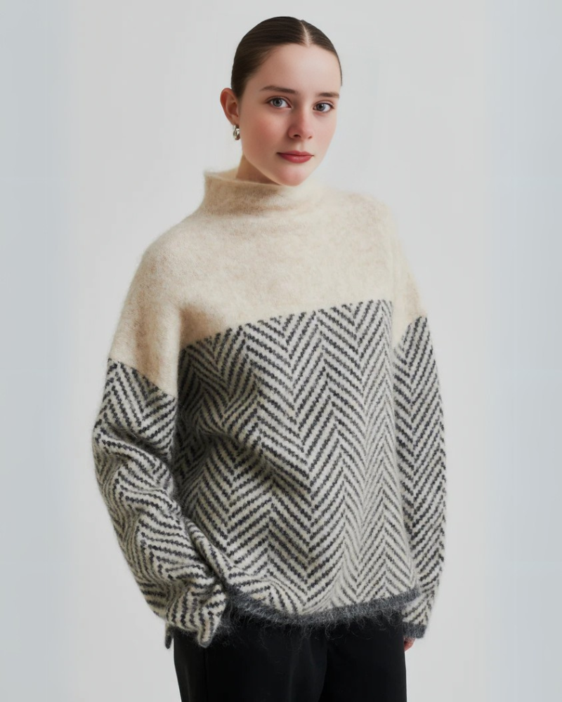 Herringbone Elegance Knitted Jumper