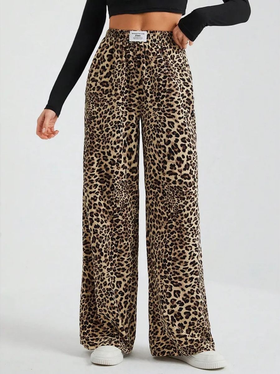 Leopard Print Wide-Leg Sweatpants