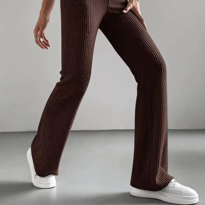 Ribbed High-Waist Flare Pants