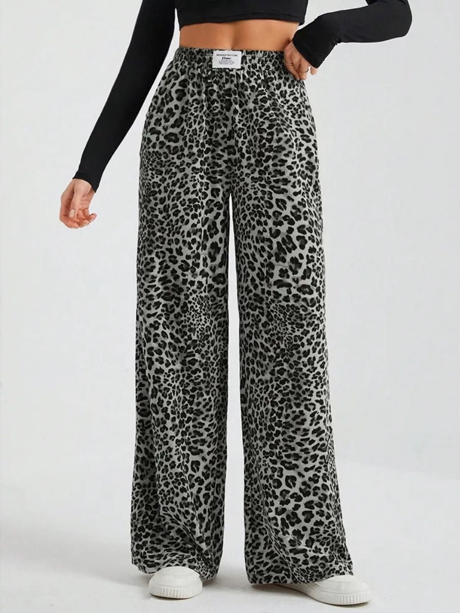 Leopard Print Wide-Leg Sweatpants