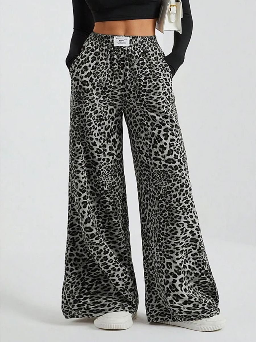 Leopard Print Wide-Leg Sweatpants