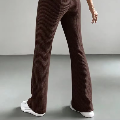 Ribbed High-Waist Flare Pants