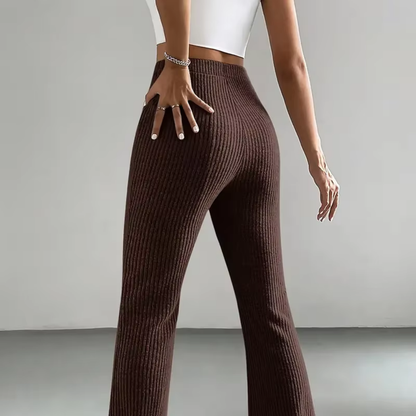 Ribbed High-Waist Flare Pants