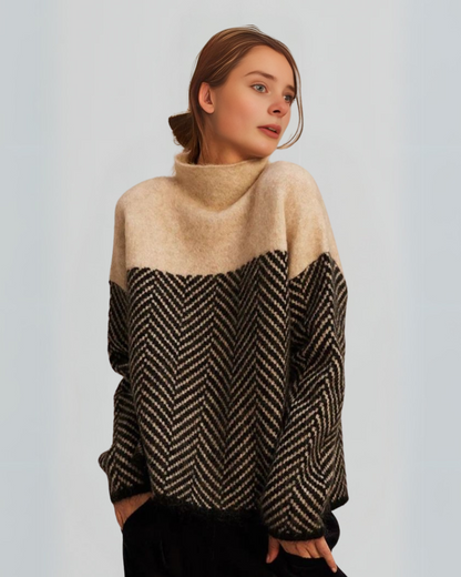 Herringbone Elegance Knitted Jumper