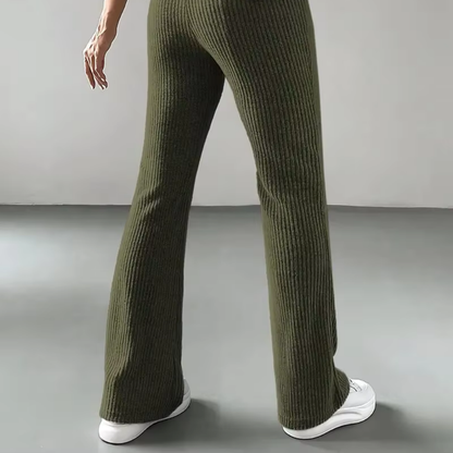 Ribbed High-Waist Flare Pants