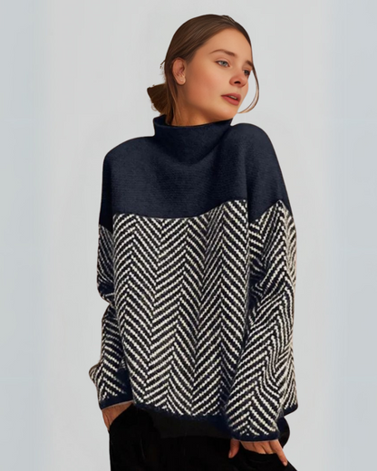 Herringbone Elegance Knitted Jumper