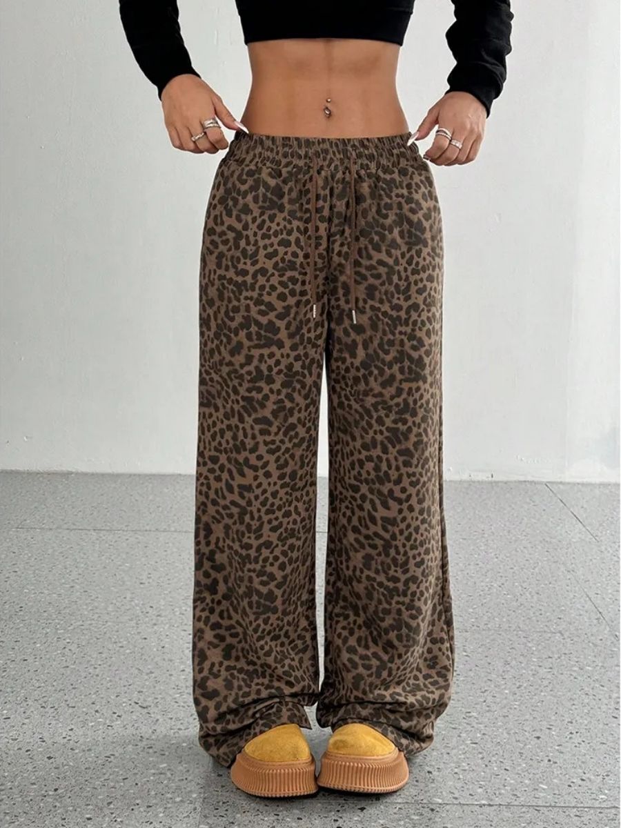 Leopard Print Wide-Leg Sweatpants