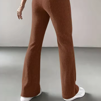 Ribbed High-Waist Flare Pants