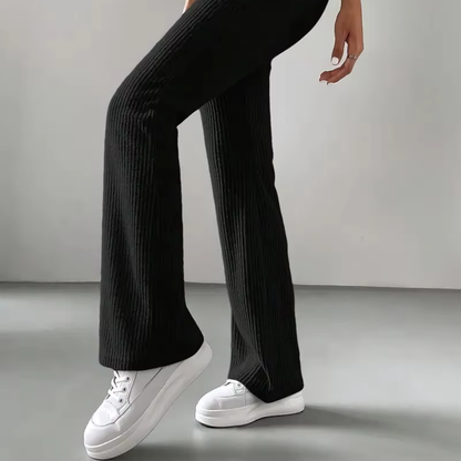 Ribbed High-Waist Flare Pants