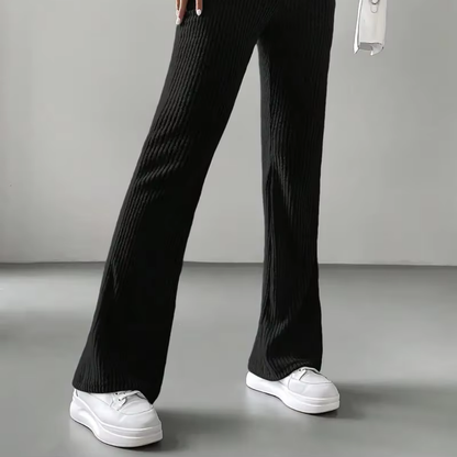 Ribbed High-Waist Flare Pants