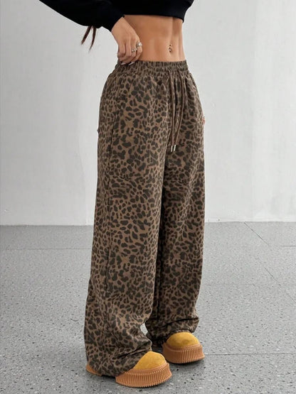 Leopard Print Wide-Leg Sweatpants