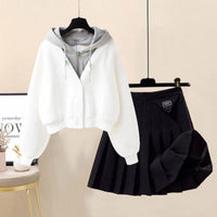 White Sweater Black Skirt