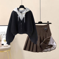 Black Sweater Brown Skirt