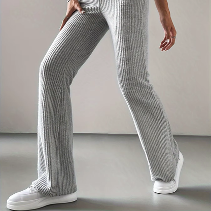 Ribbed High-Waist Flare Pants