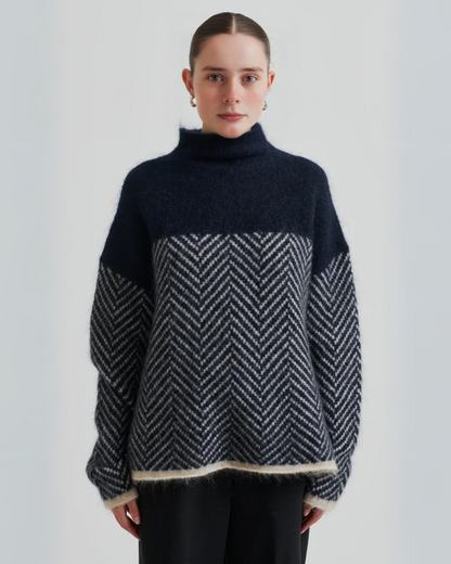 Herringbone Elegance Knitted Jumper