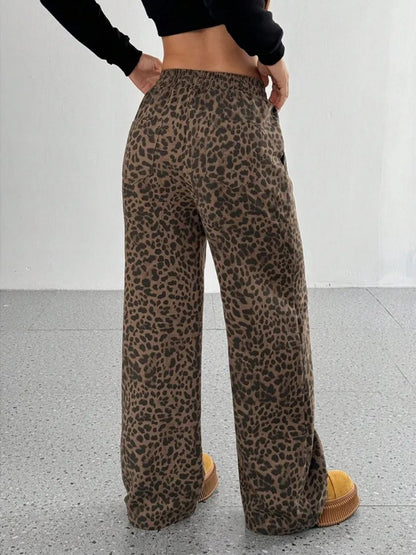 Leopard Print Wide-Leg Sweatpants