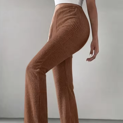 Ribbed High-Waist Flare Pants