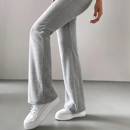 Ribbed High-Waist Flare Pants