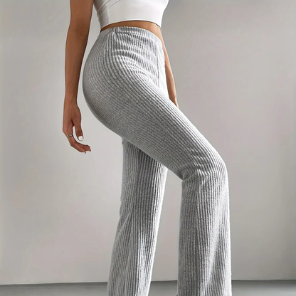 Ribbed High-Waist Flare Pants