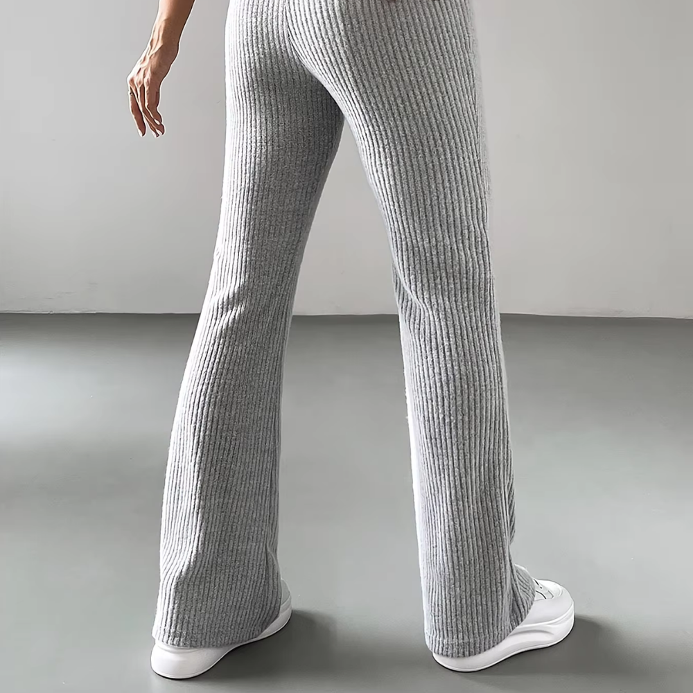 Ribbed High-Waist Flare Pants