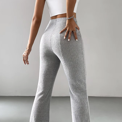 Ribbed High-Waist Flare Pants