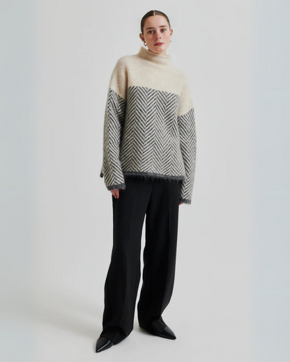 Herringbone Elegance Knitted Jumper