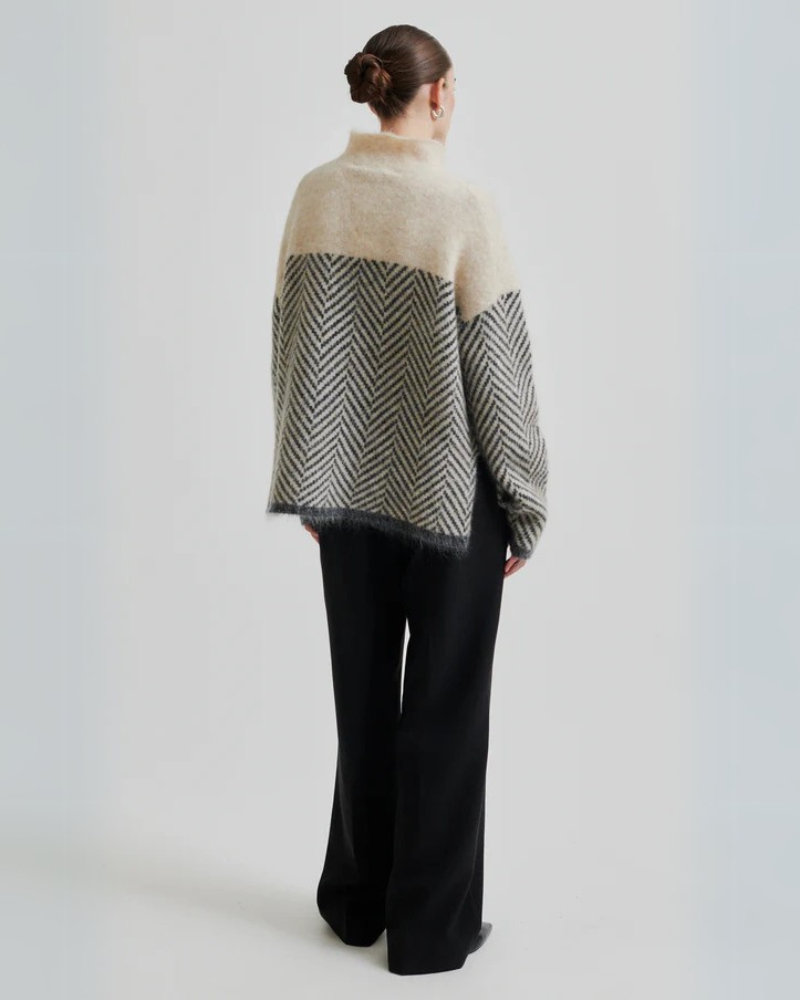 Herringbone Elegance Knitted Jumper