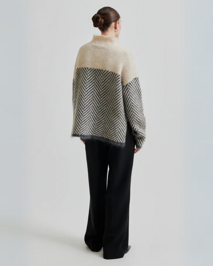 Herringbone Elegance Knitted Jumper