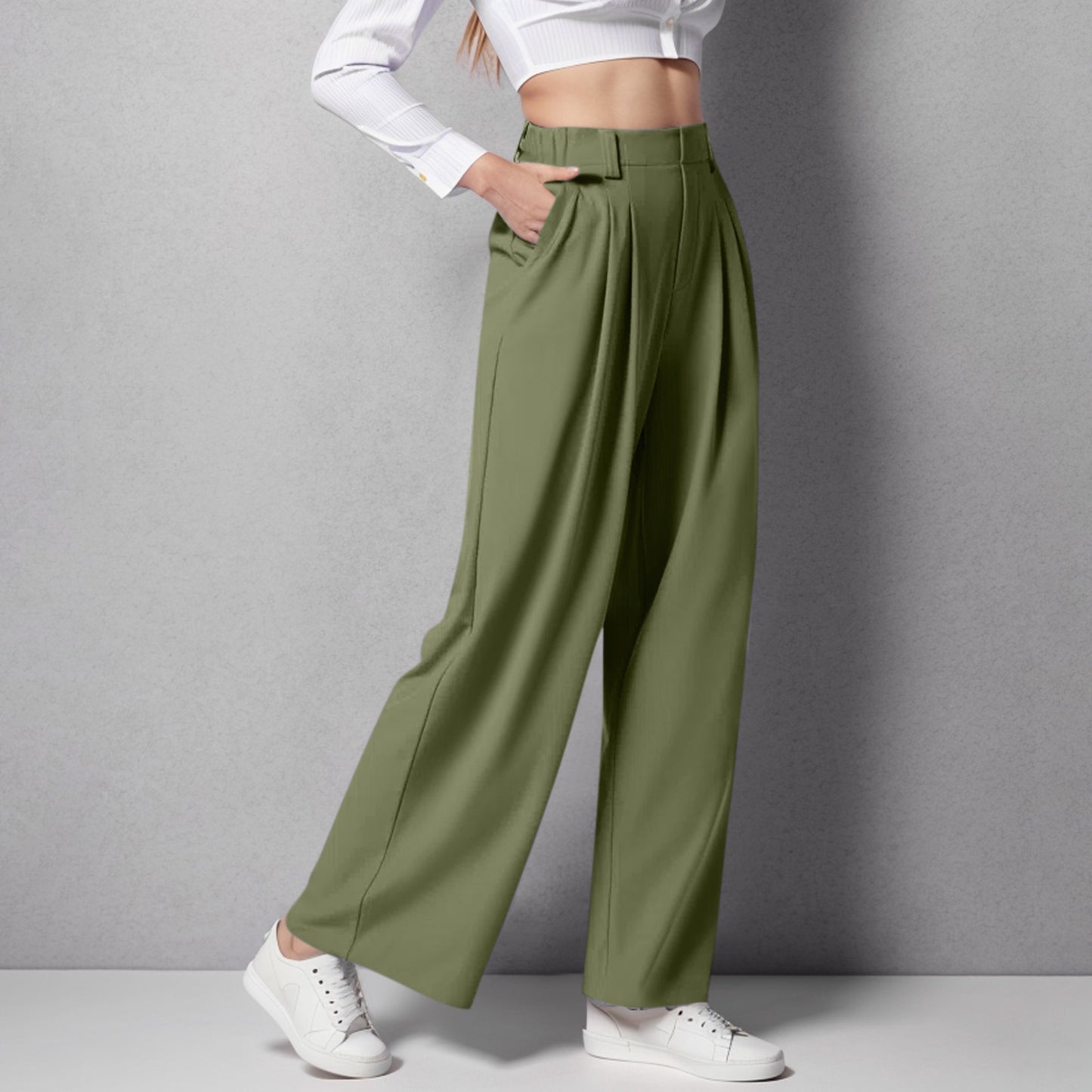 High-Waisted Wide-Leg Trousers