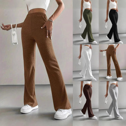 Ribbed High-Waist Flare Pants