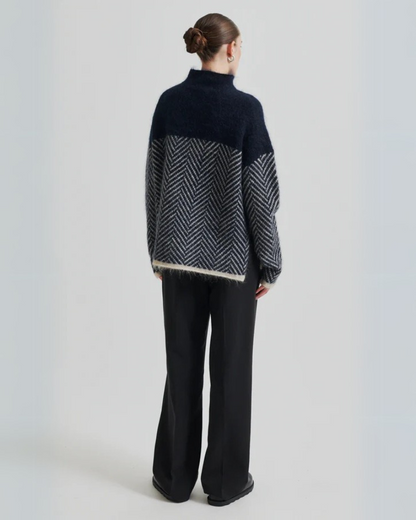 Herringbone Elegance Knitted Jumper