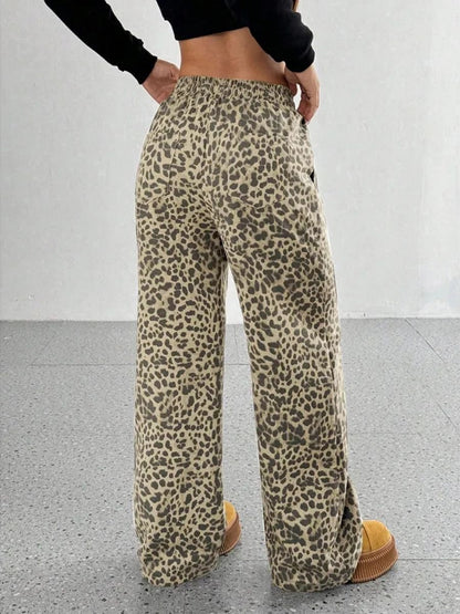 Leopard Print Wide-Leg Sweatpants