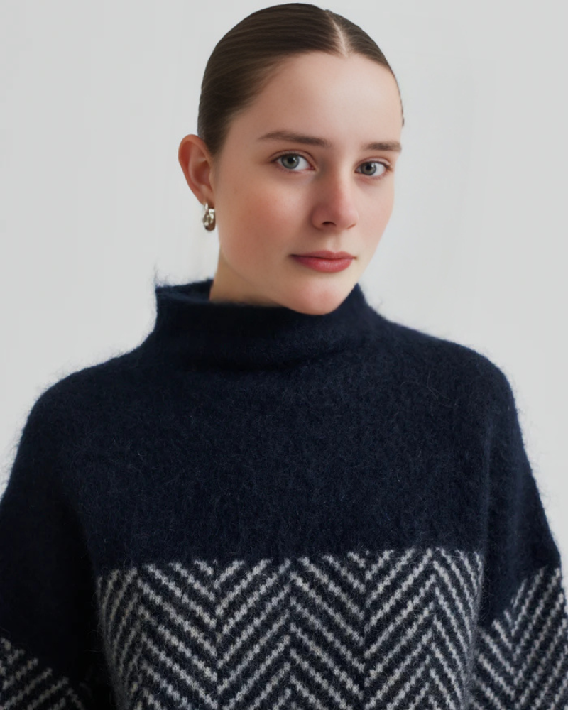 Herringbone Elegance Knitted Jumper