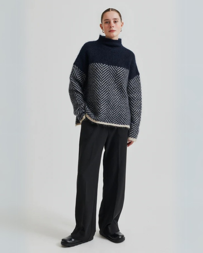 Herringbone Elegance Knitted Jumper