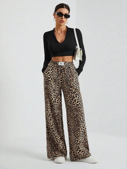 Leopard Print Wide-Leg Sweatpants