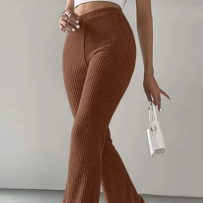 Ribbed High-Waist Flare Pants