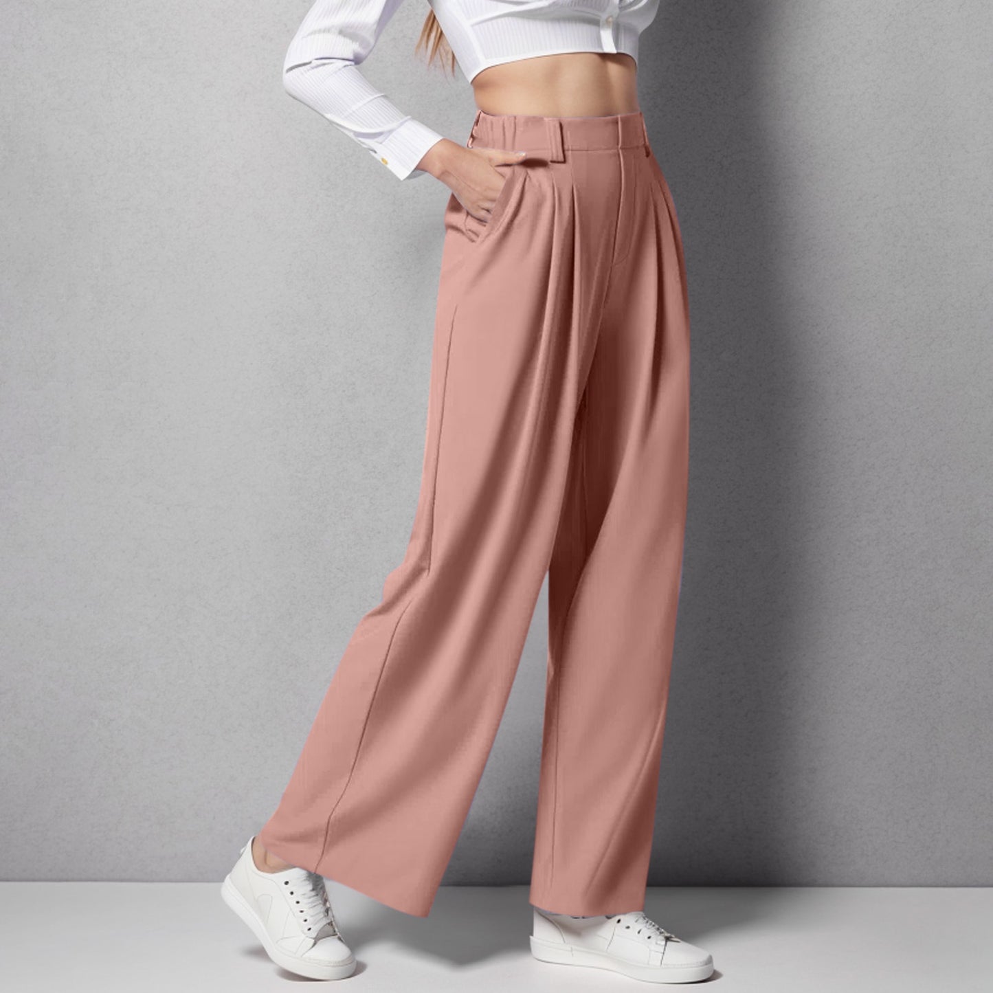 High-Waisted Wide-Leg Trousers