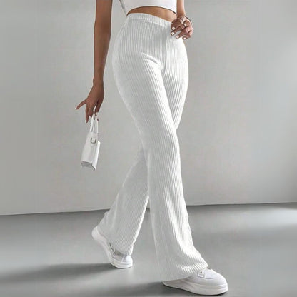 Ribbed High-Waist Flare Pants