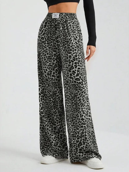 Leopard Print Wide-Leg Sweatpants