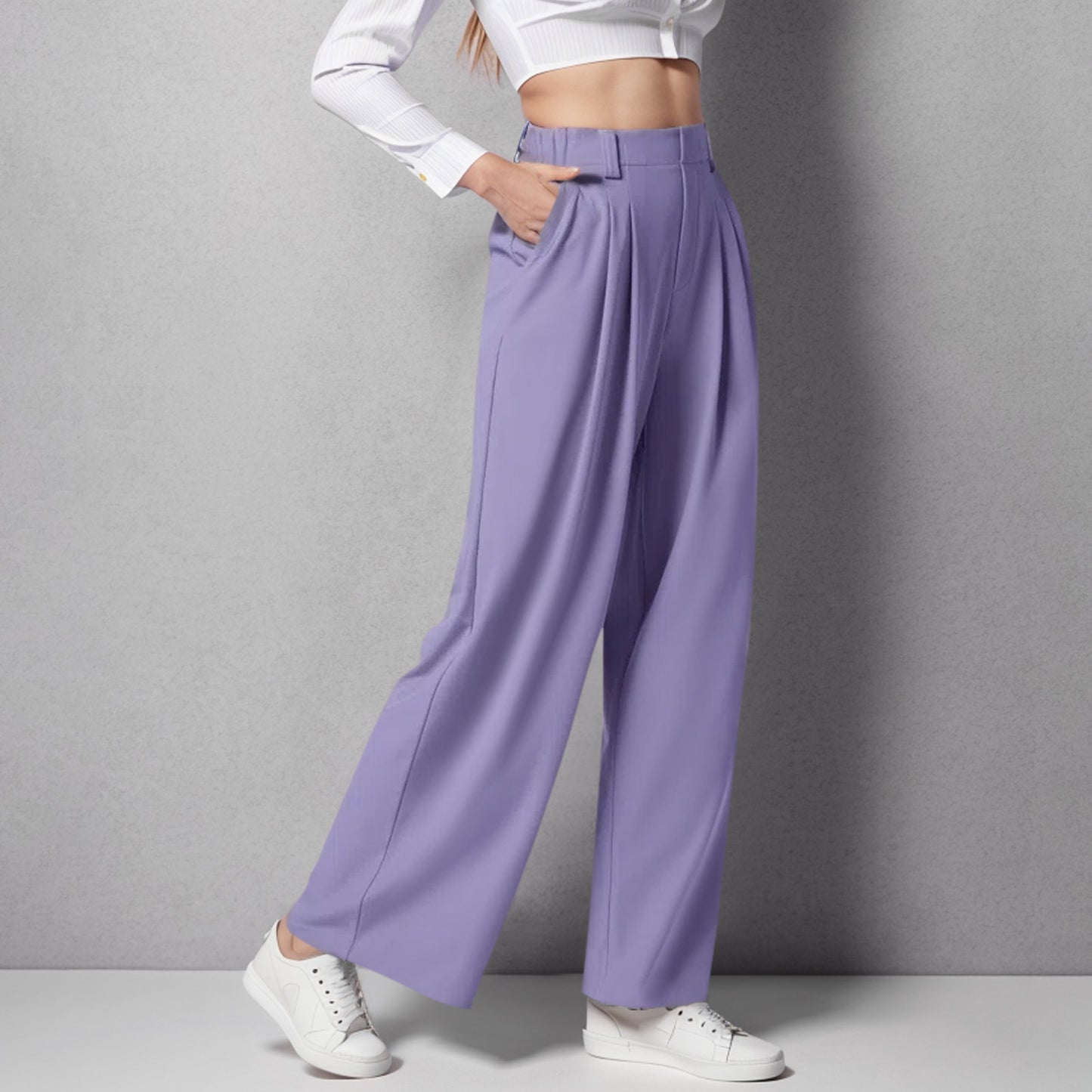 High-Waisted Wide-Leg Trousers